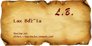 Lax Béla névjegykártya